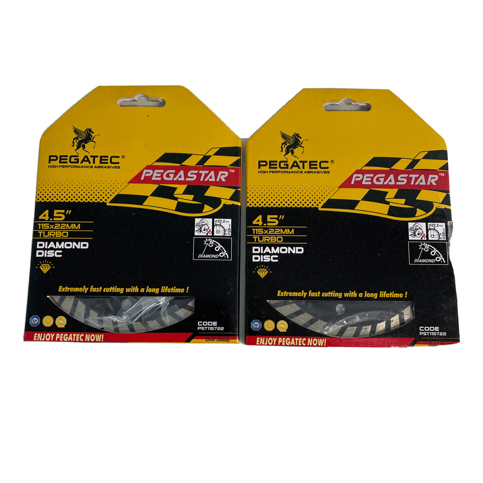 Diamond Saw Blade 4.5" Continuous Rim Tile Blade Pegastar 115x22mm Turbo 2-PACK