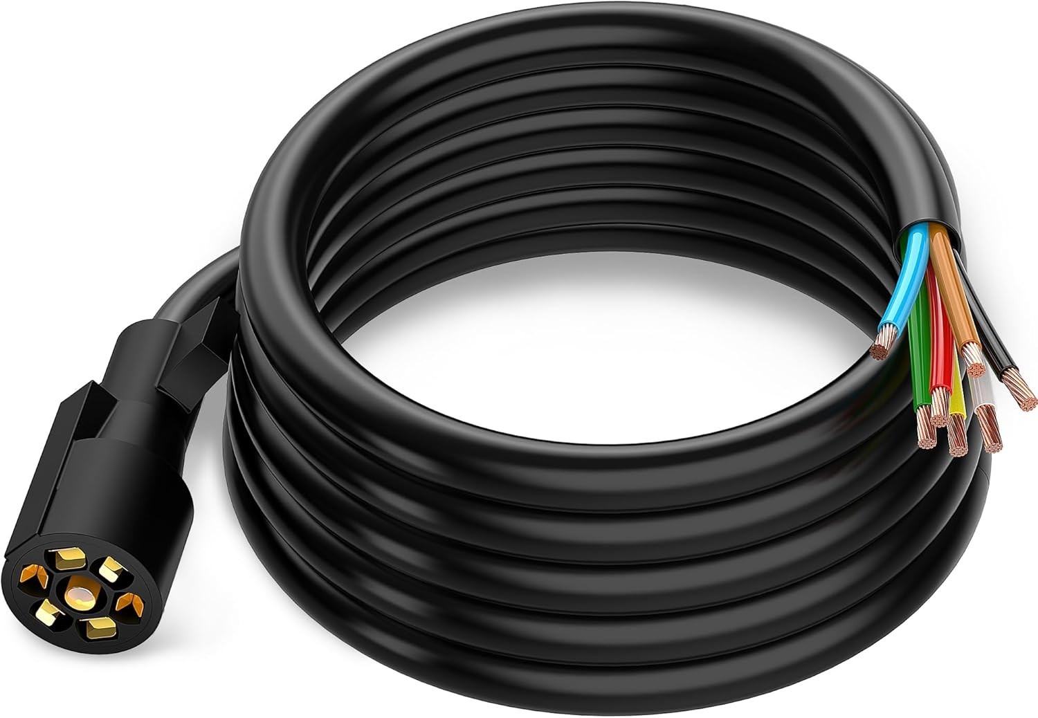 7 Way Trailer Wiring Harness, 10Ft Heavy Duty Cable Cord Connector Waterproof fo