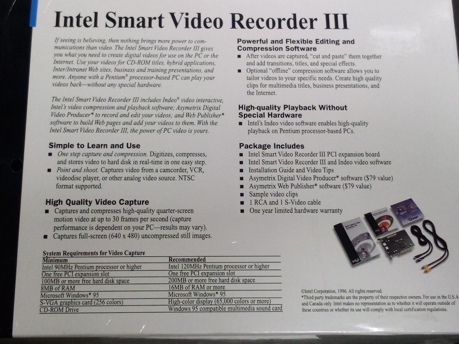 Intel Smart Video Recorder III PCI Card PCVD1110 NIB and Sealed