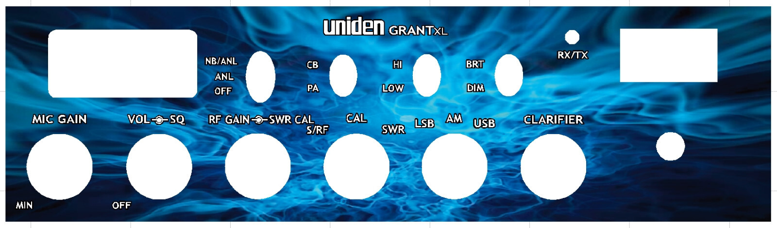 Uniden Grant XL Side Mic Face Plate Decal CB Radio any Design/Color Galaxy Cobra