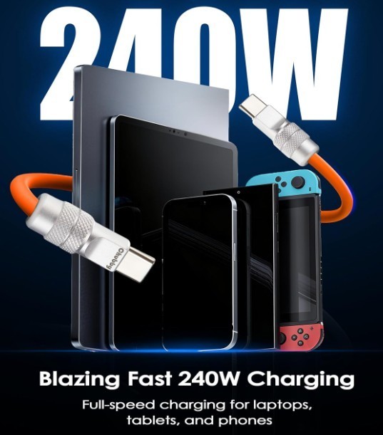chubbycable 240W USB C to USB C Short Cable 20in Silicone Fast Charge Pink