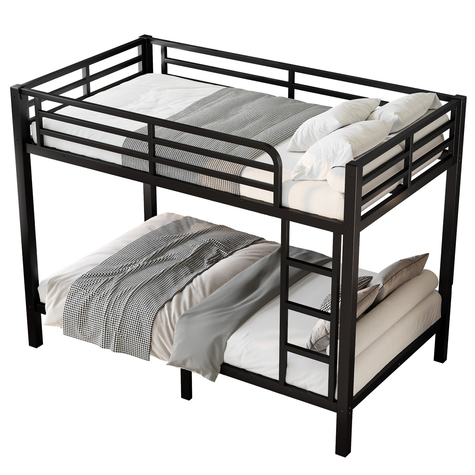 Metal Twin over Twin Bunk Bed Black Bed Frame for Teens and Adults Bedroom