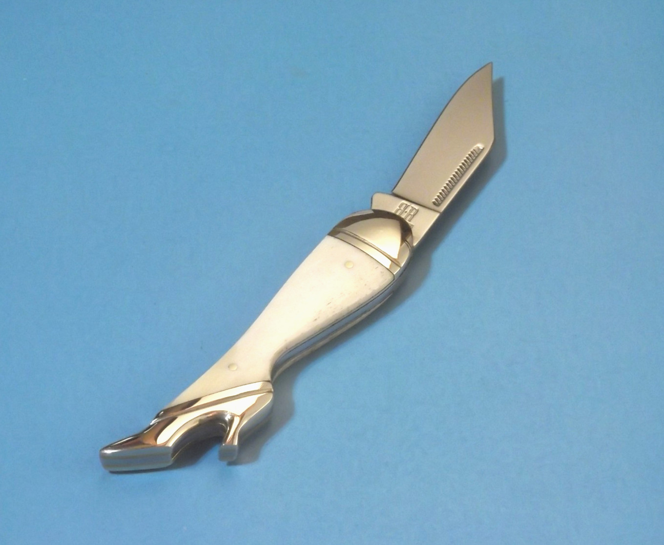 ROUGH RYDER RR148 Small Leg Knife White smooth bone folder 3 1/8" closed NEW!