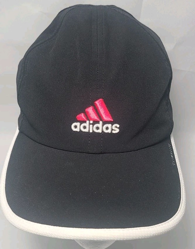 Adidas Climalite Cap Hat Women's Black Adjustable Back Running Pink Logo Used