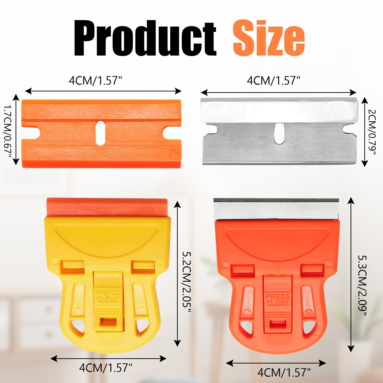 2 Sets Razor Blade Scrapers with Plastic Scraper Tool
