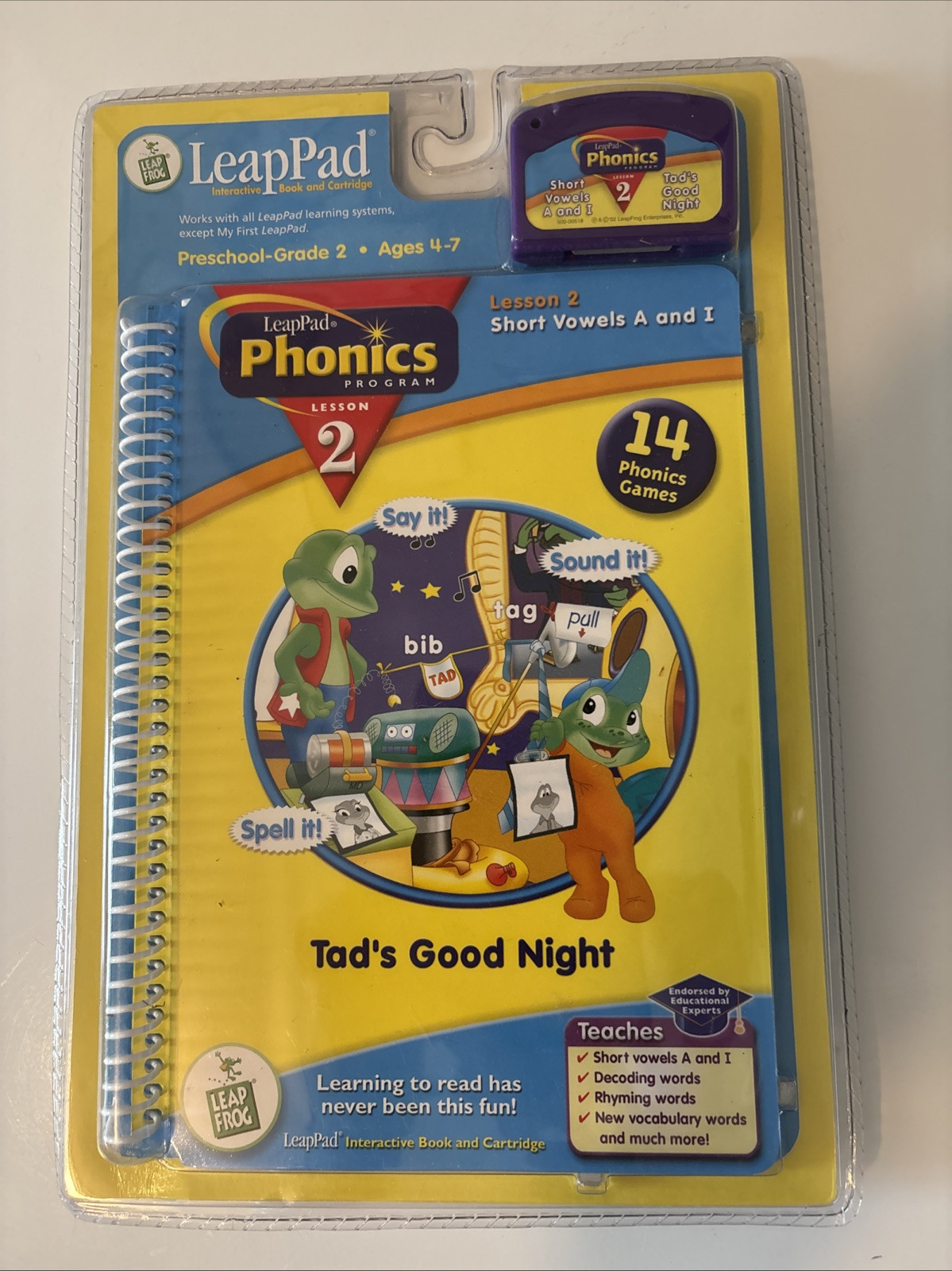 LeapFrog LeapPad Phonics Lesson 2 Tad's Good Night Interactive Book Ages 4-7 NEW