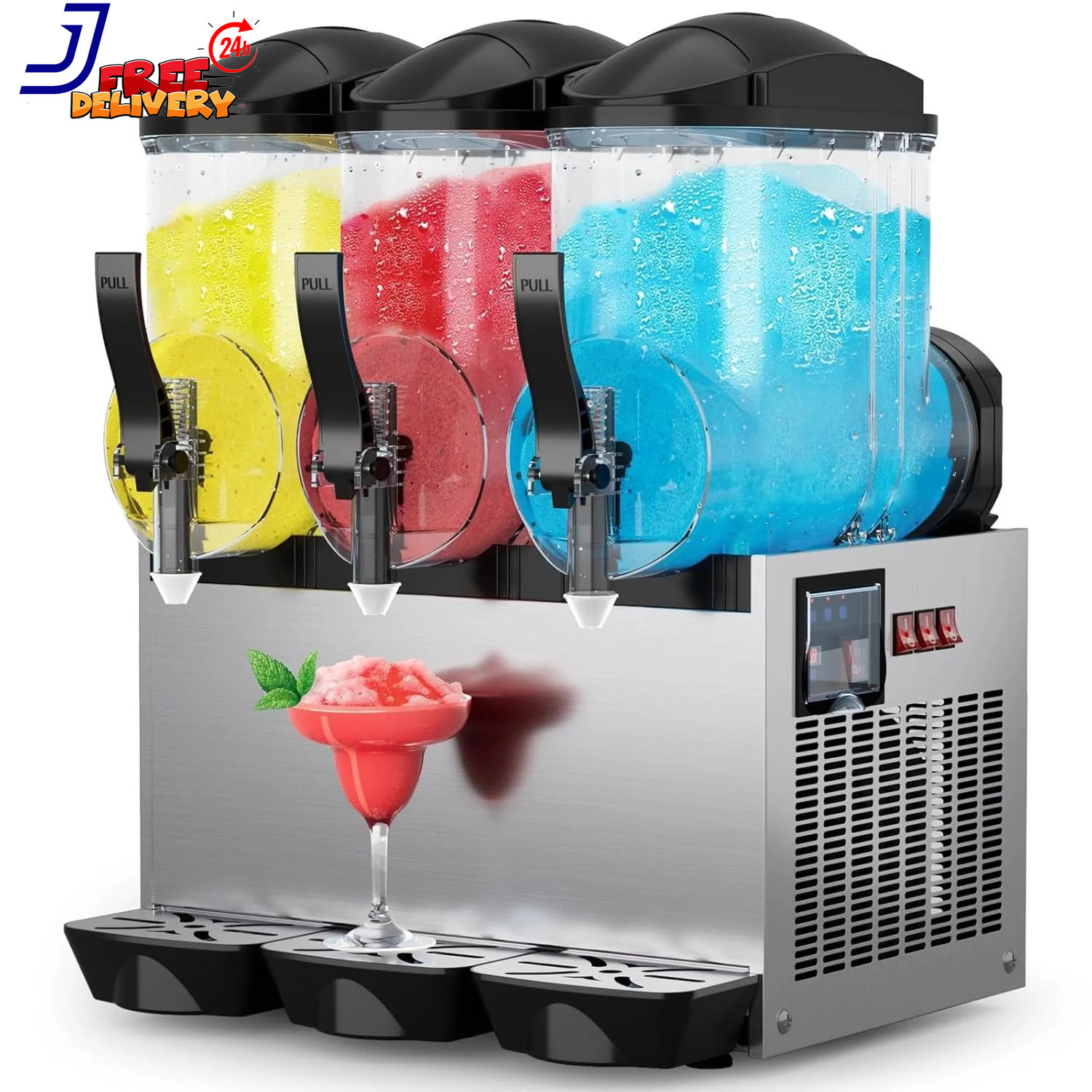 Commercial Slushy Machine 3 X 15L Slushy Maker Machine 210 Cups Stainless Steel