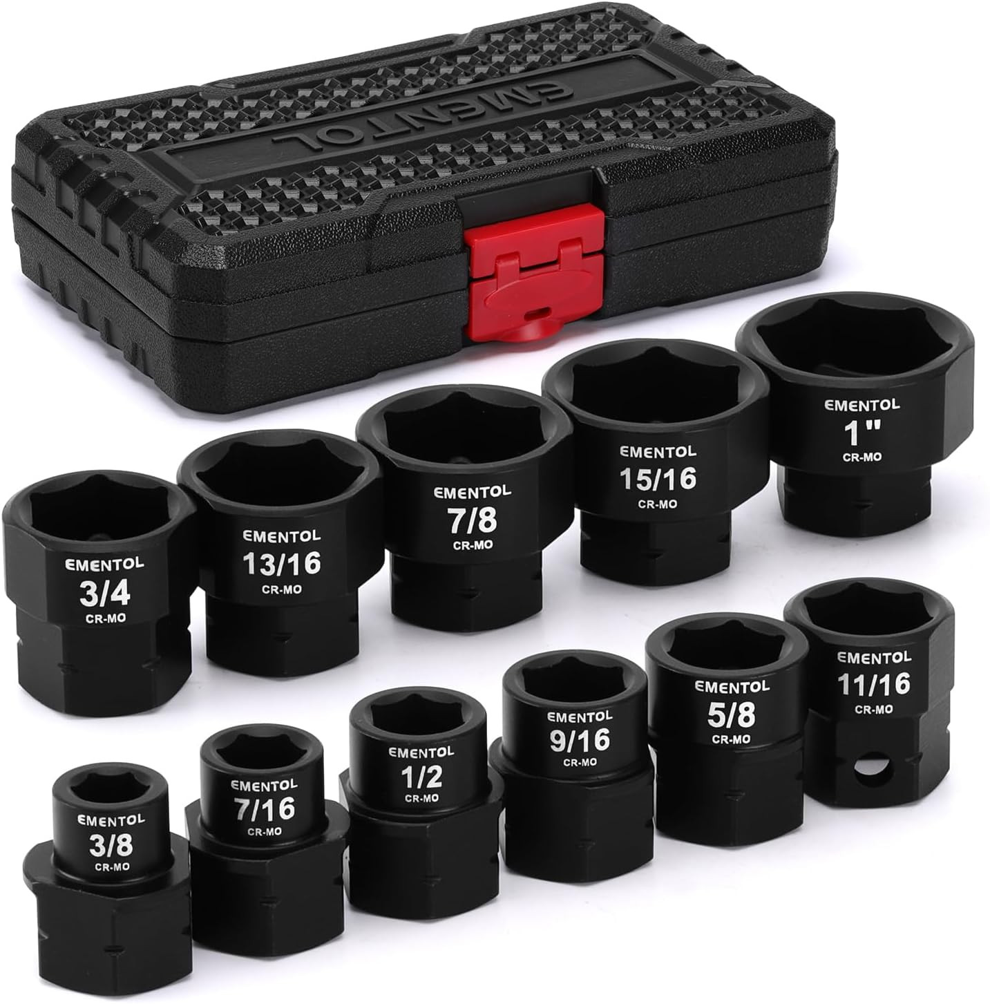 11 PCS 1/2" Drive Low Profile Nano Impact Socket Set SAE 3/8"-1" Stubby Sockets