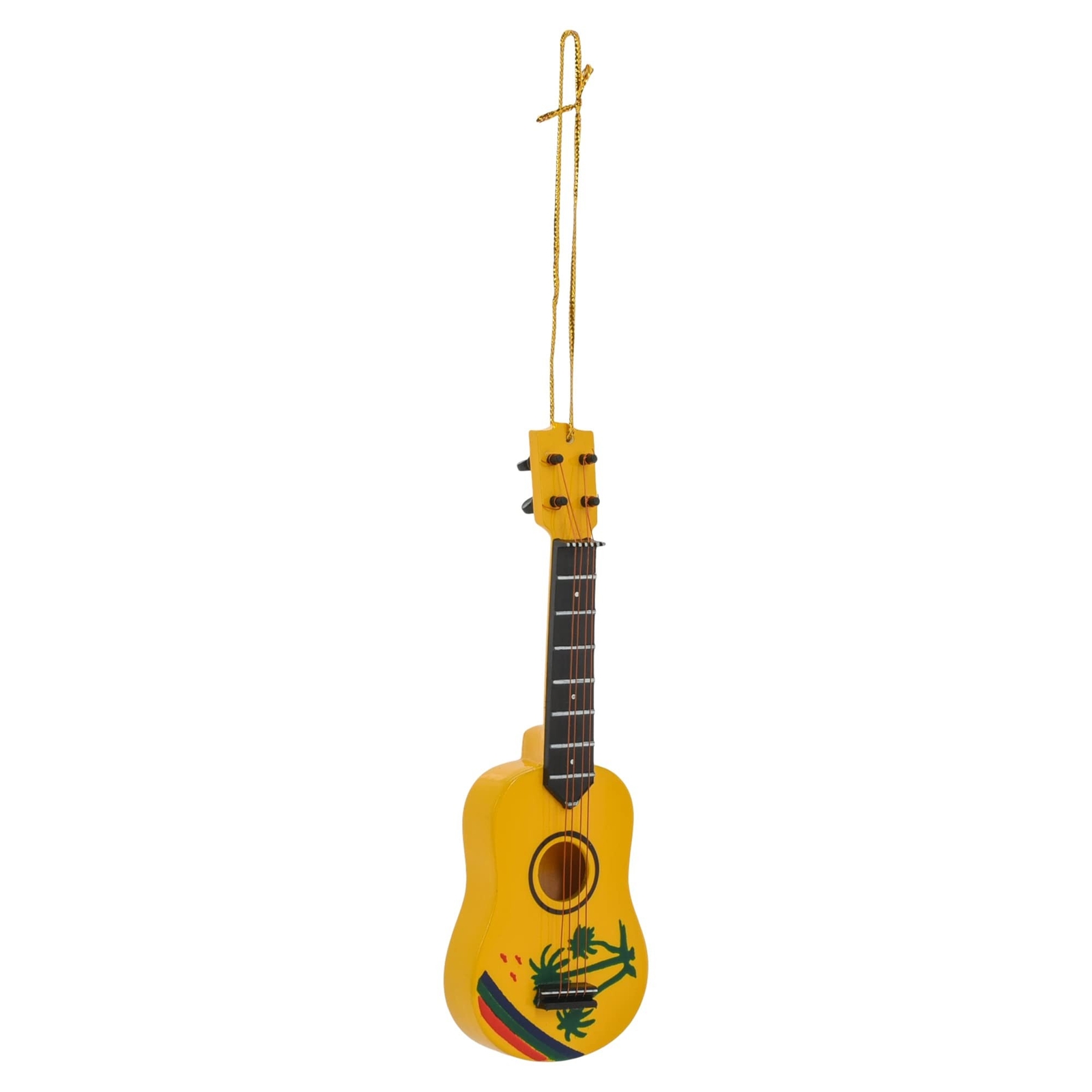Broadway Gifts 5.4" Yellow Tropical Design Wood Ukukeke Ornament Decoration