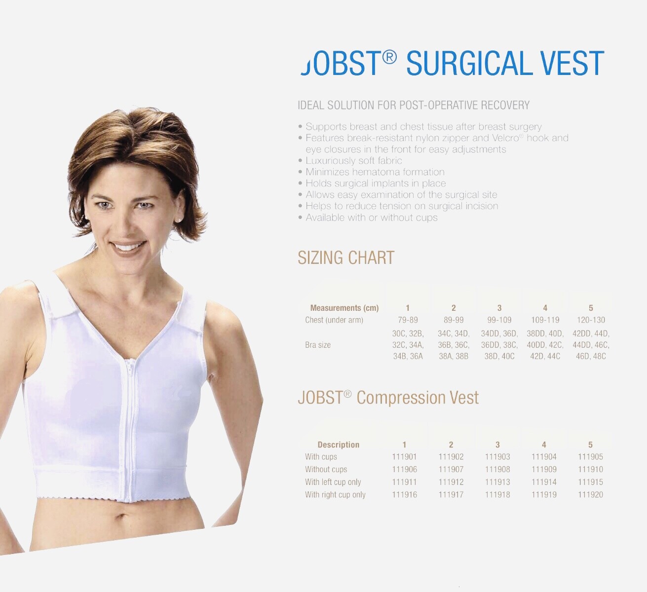 Jobst 111907 Surgical Compression Vest without Cups Size 2 - NEW