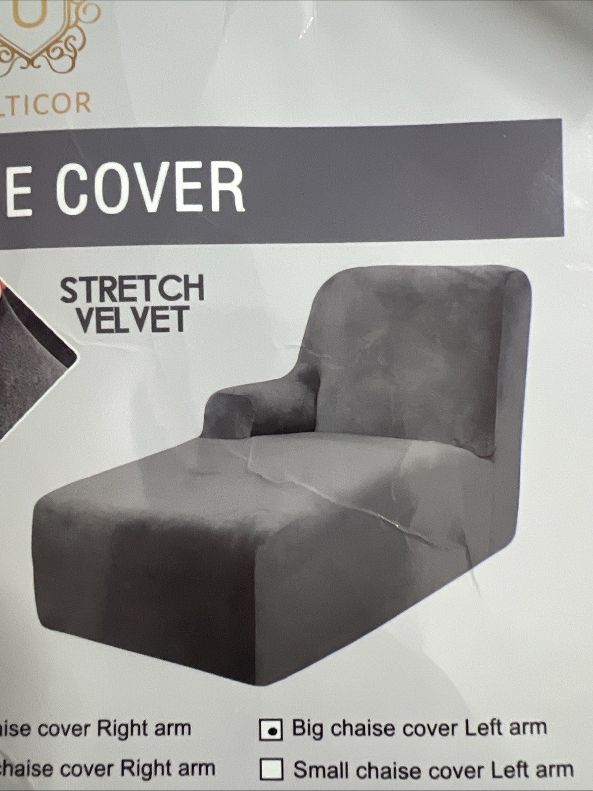 Big chaise LEFT arm Stretch Velvet COVER