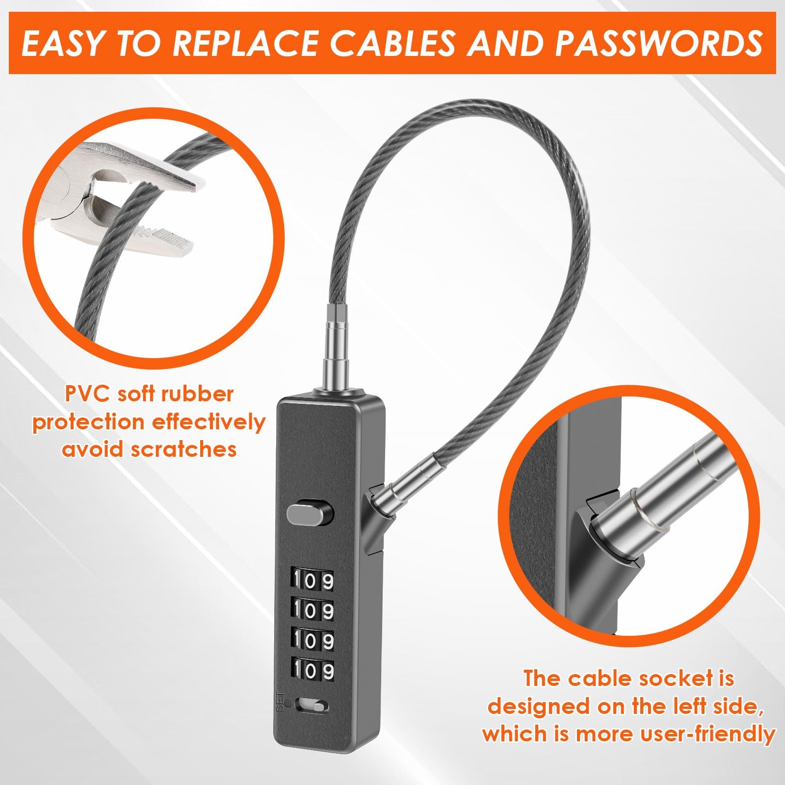 Tksdwblty 3Pack Wire Padlock Snowboard Lock Combination Cable Lock 4-Digit Ski