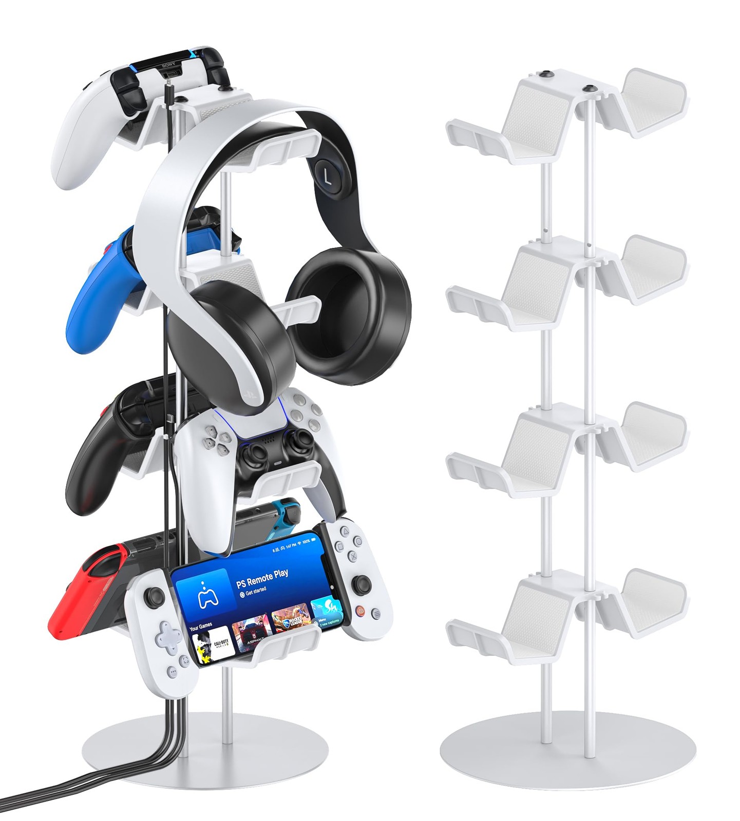 Kytok Gamer Gifts, Headset Stand 4 Tiers with Cable 4 tiers+white, White