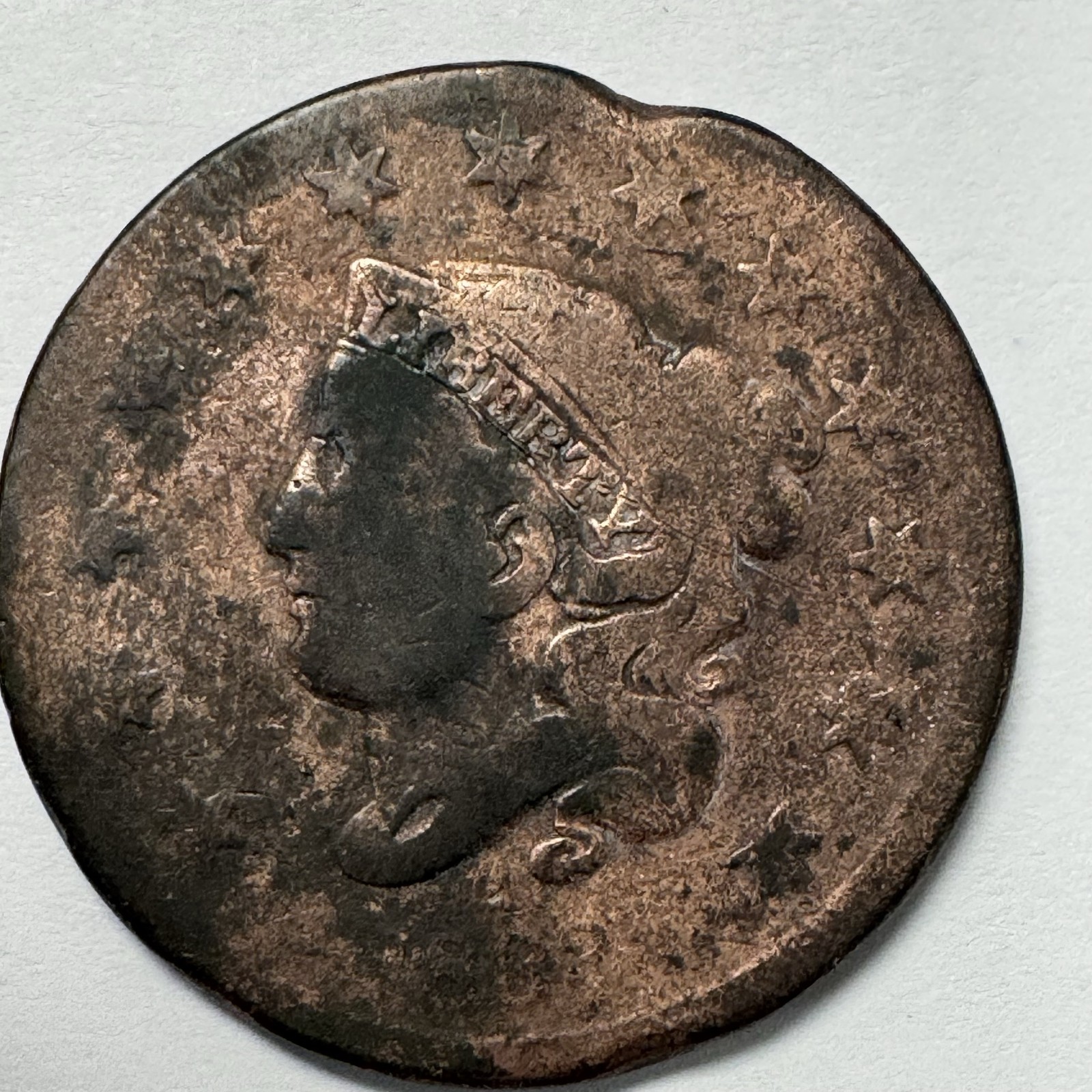 1833 Coronet Head Large Cent US 1C Copper Coin