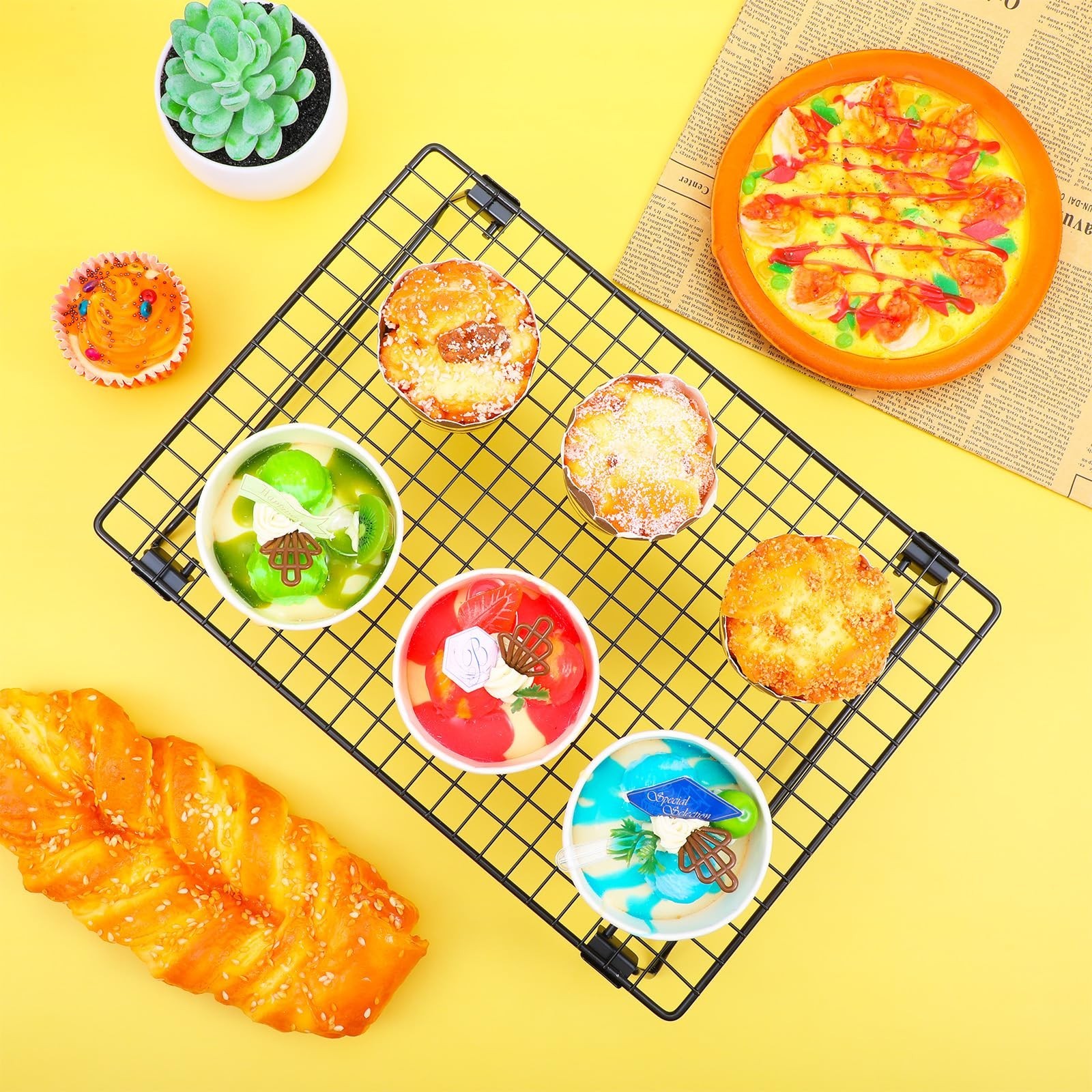 Kifmurase 3PCS Stackable Cooling Rack for Baking, 13.3 x 9.3 Inch Carbon Stee...