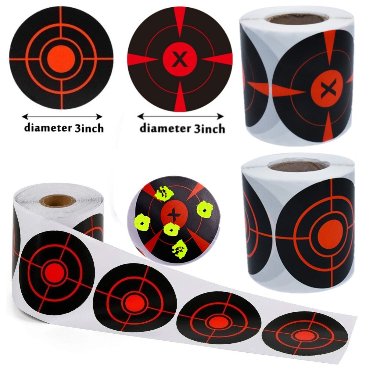 250Pcs Shooting Self Adhesive Target Stickers 3 inch Splatter Reactive Paper