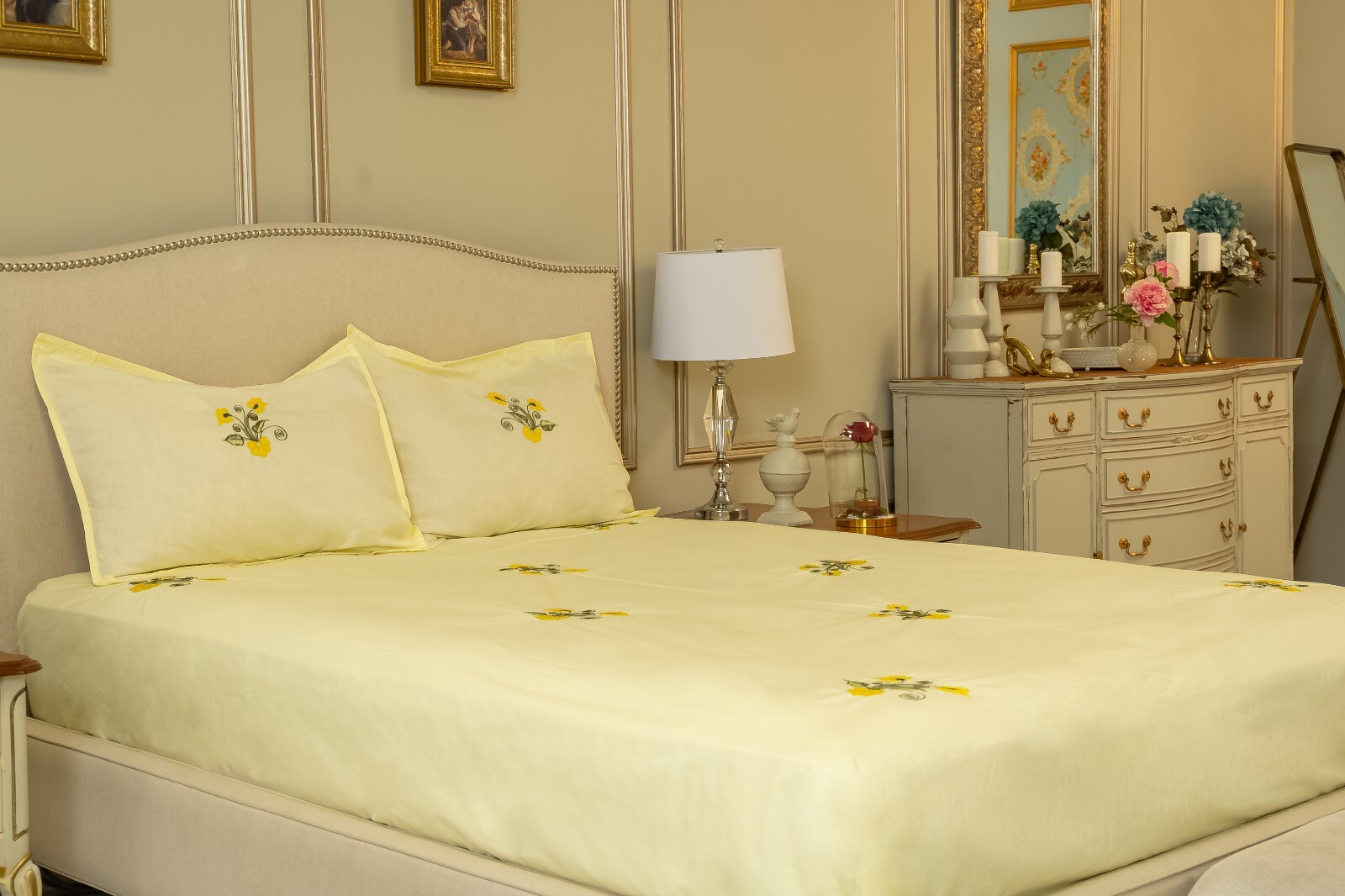 Elegant Bed Linens-Tender Touch Bed Linens-Yellow -Queen/Double Bed