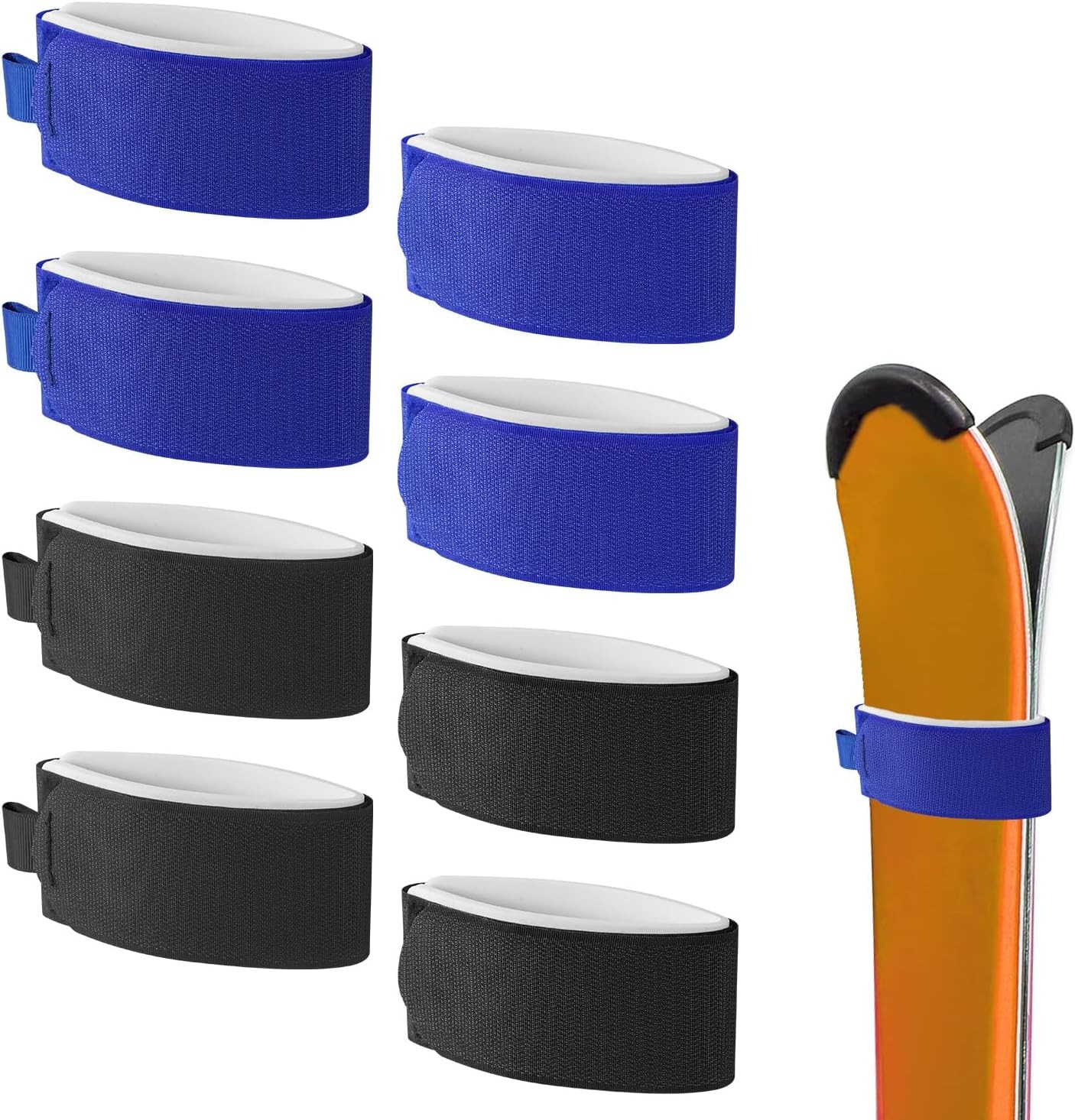 8Pcs Ski Strap Fasteners, Adjustable Wrap Straps Ski Bands for Storage Snow Ski