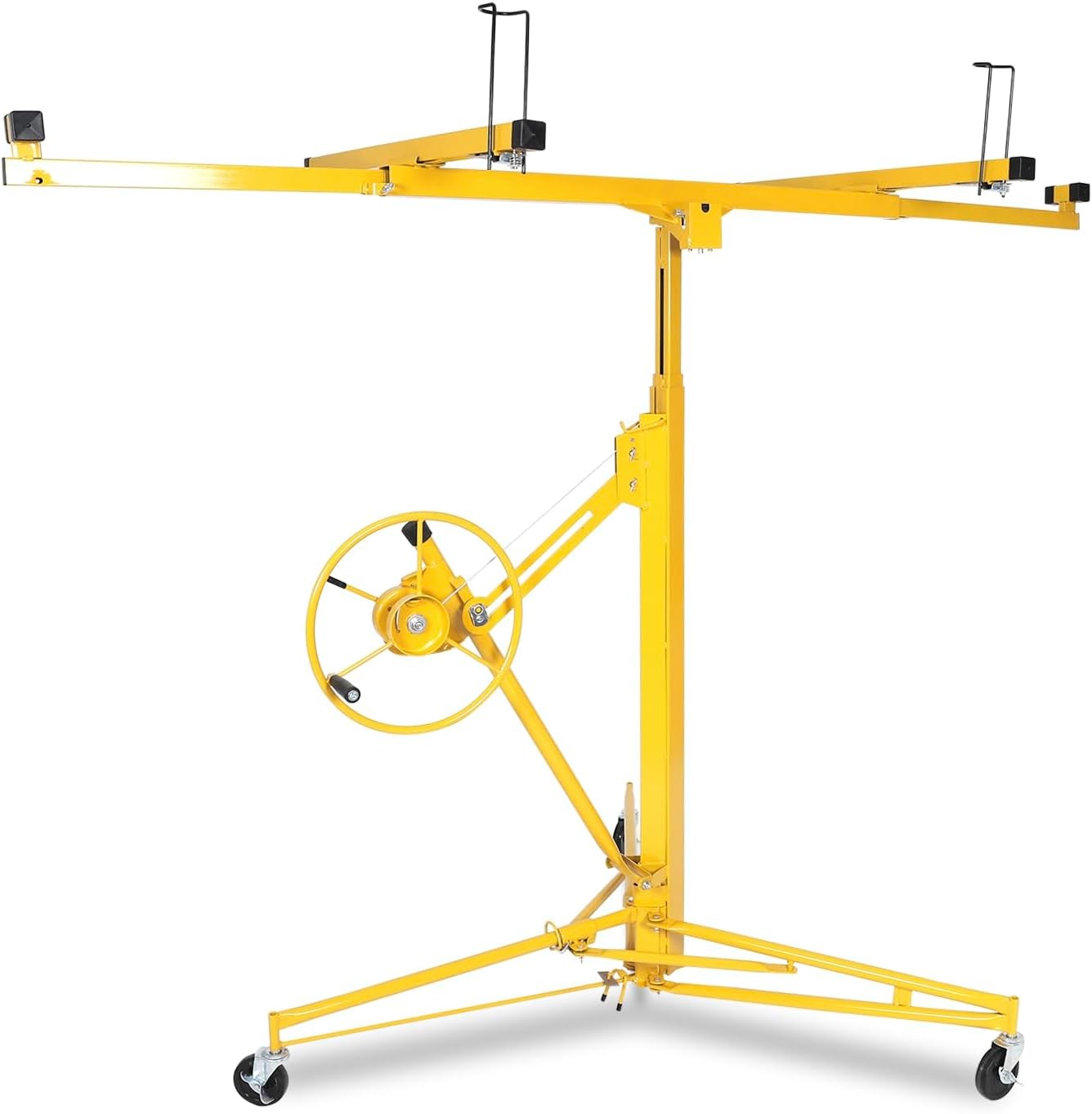 11FT Drywall Lift Panel Hoist Jack Lifter Rolling Caster Lifter Adjustable 150LB