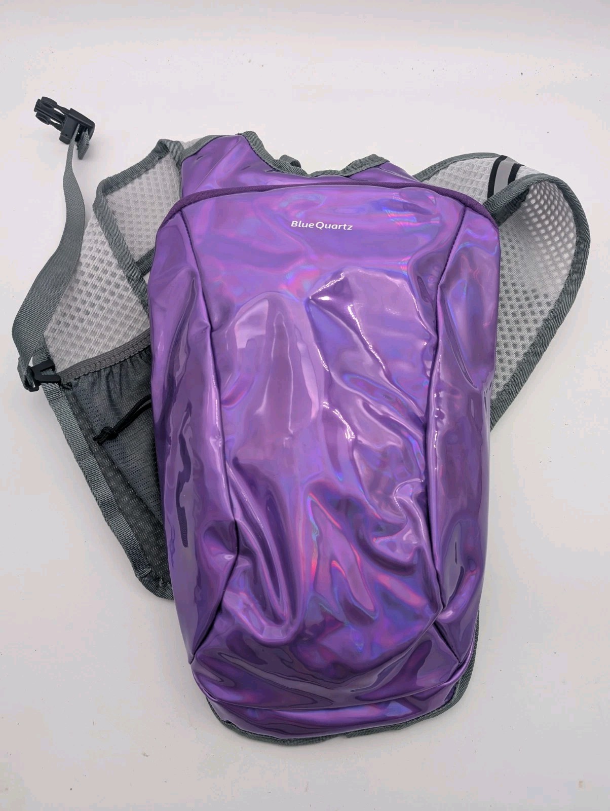 Blue Quartz Rave Hydration Backpack, Reflective Hiking Holographic Purple