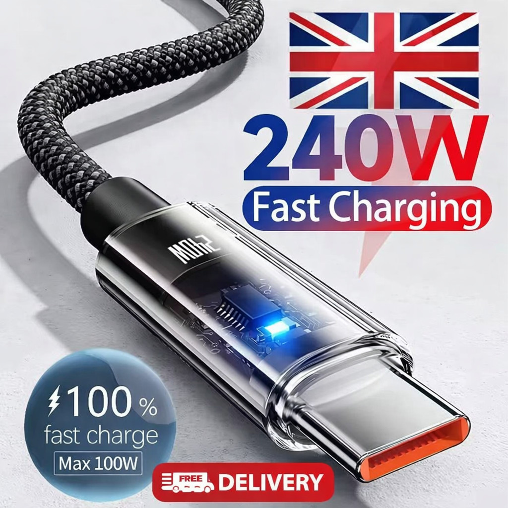 240w usb c cable fast charge UK FREE DELIVERY