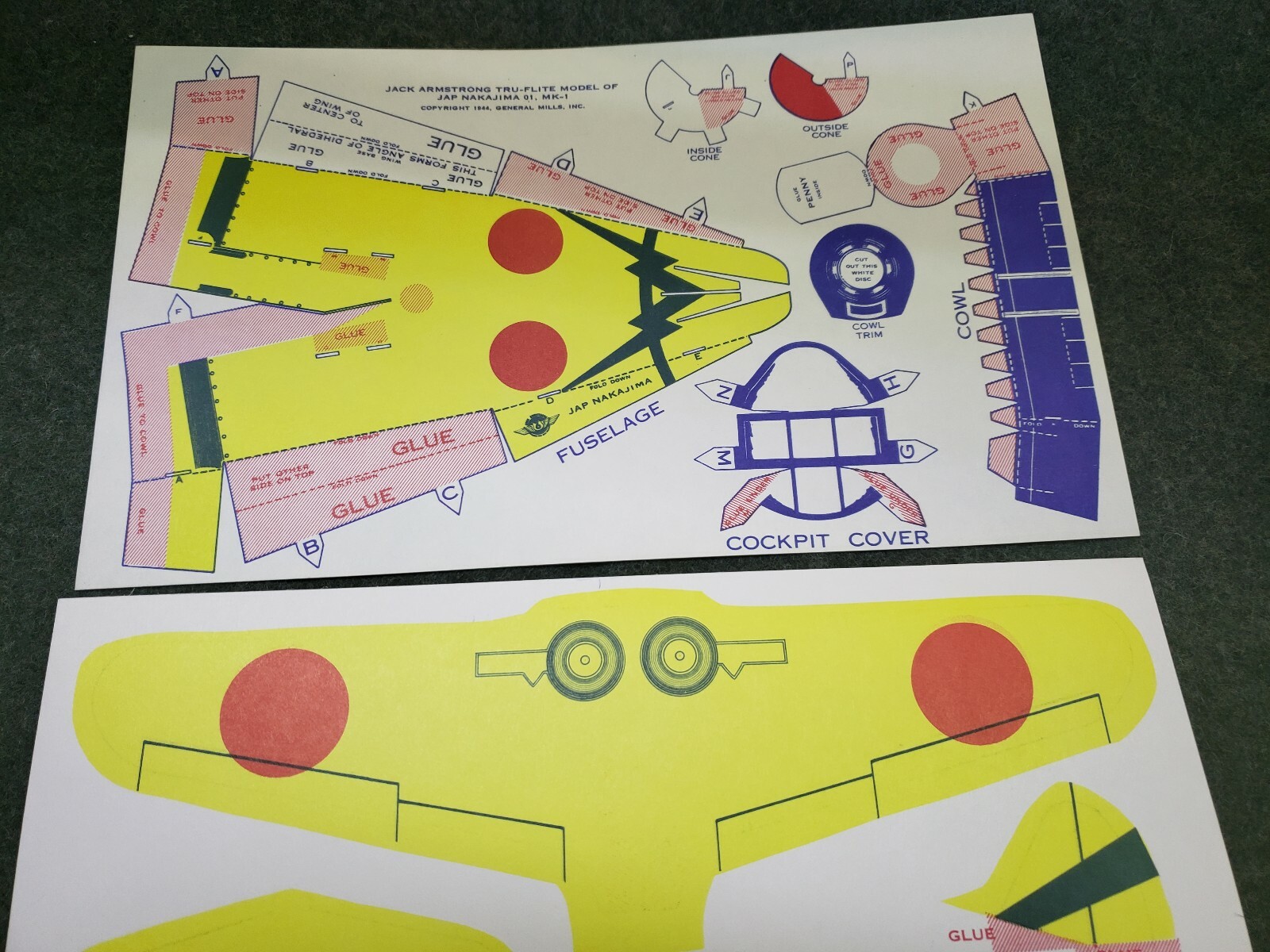 Airplane Toy Jack Armstrong Tru-Flite Model Of Japanese Nakajima GM Cereal 1944