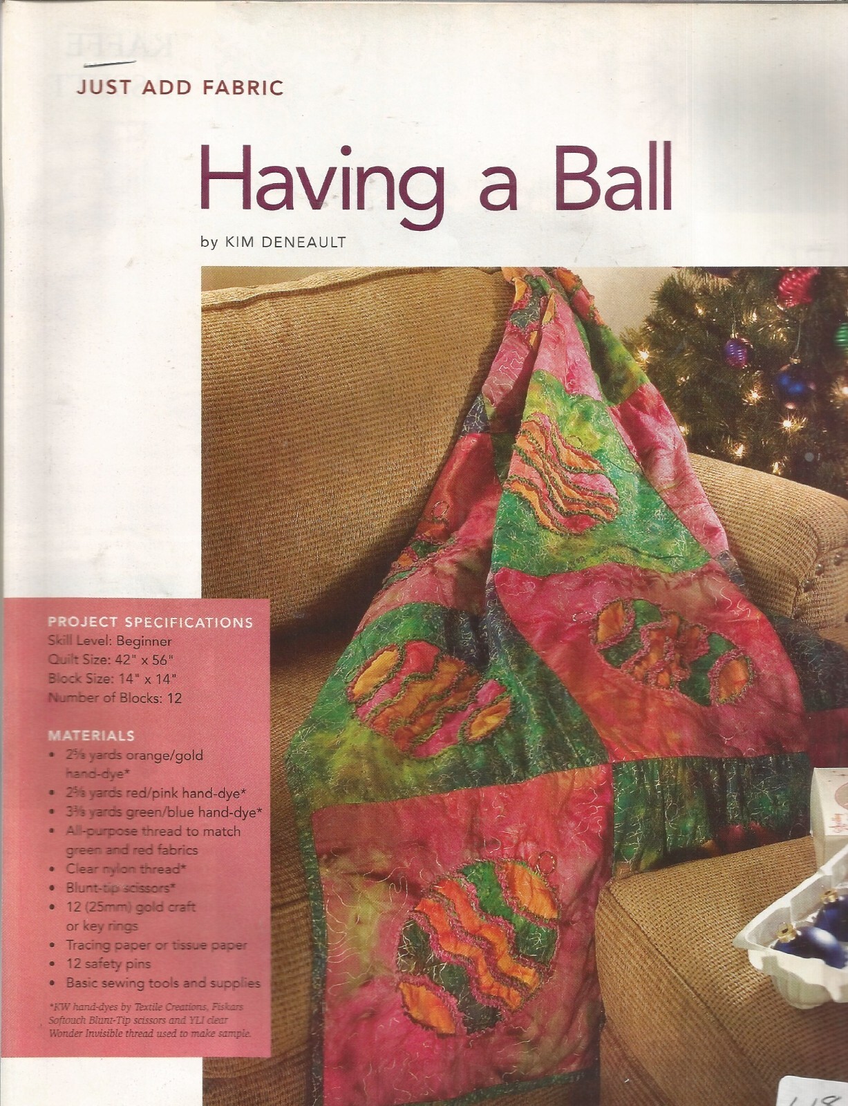 E0234  HAVING A BALL  PATTERN/INSTRUCTIONS