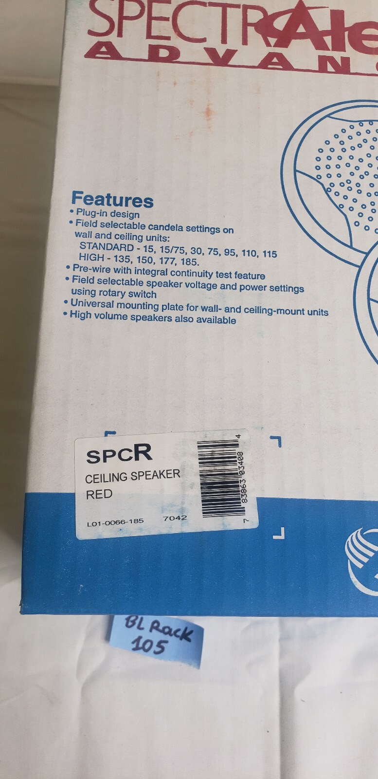 System Sensor SpectrAlert SPCR Ceiling Speaker Red
