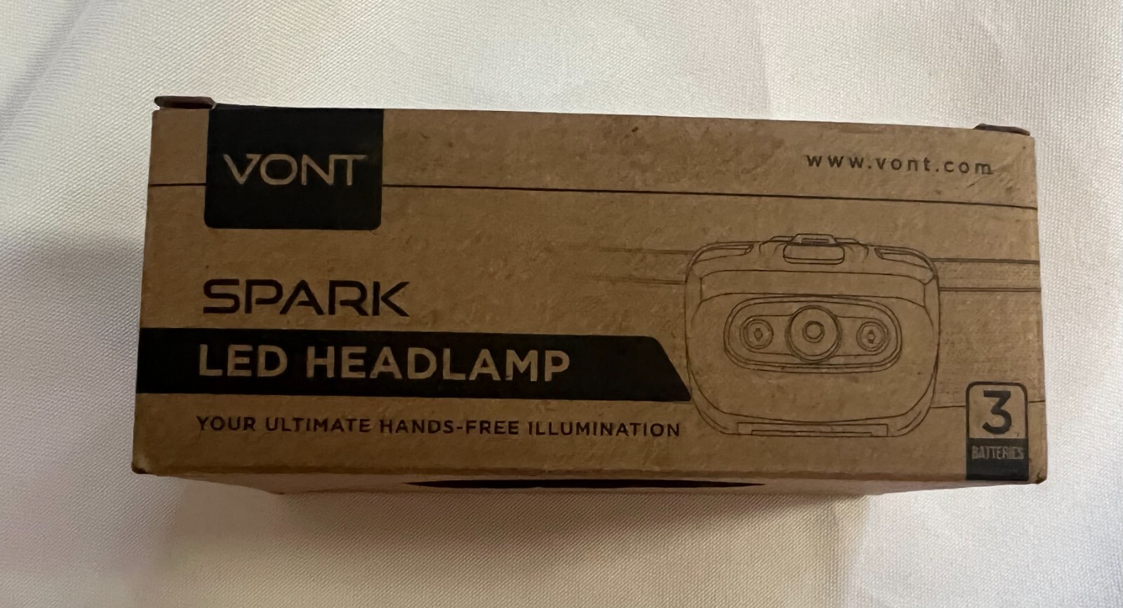 Vont Spark LED Headlamp (2 pack) IPX5 Waterproof White/Red Light Batteries Inc.
