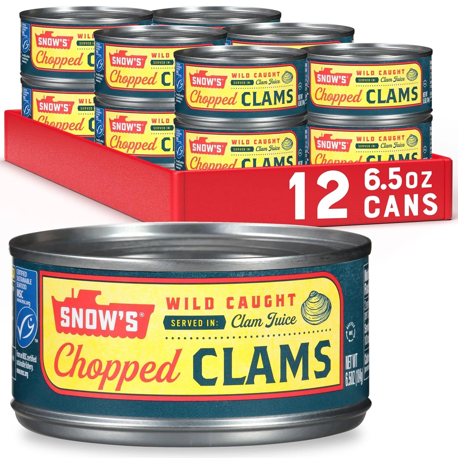 Snow'S Wild Caught Chopped Clams Canned 6.5 Oz Can Pack of 12