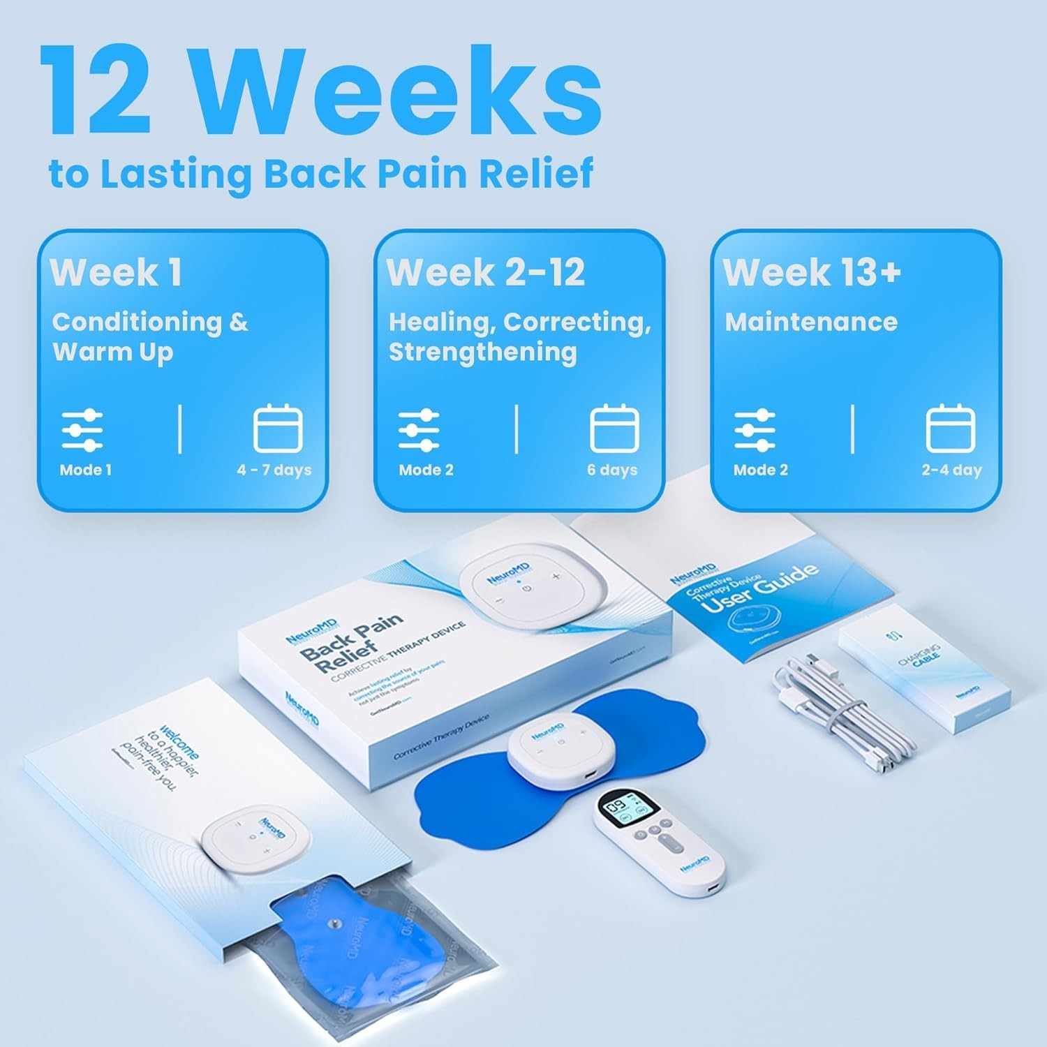 Corrective Therapy Device for Back Pain - NMES Wireless Electrode Pads | Musc...