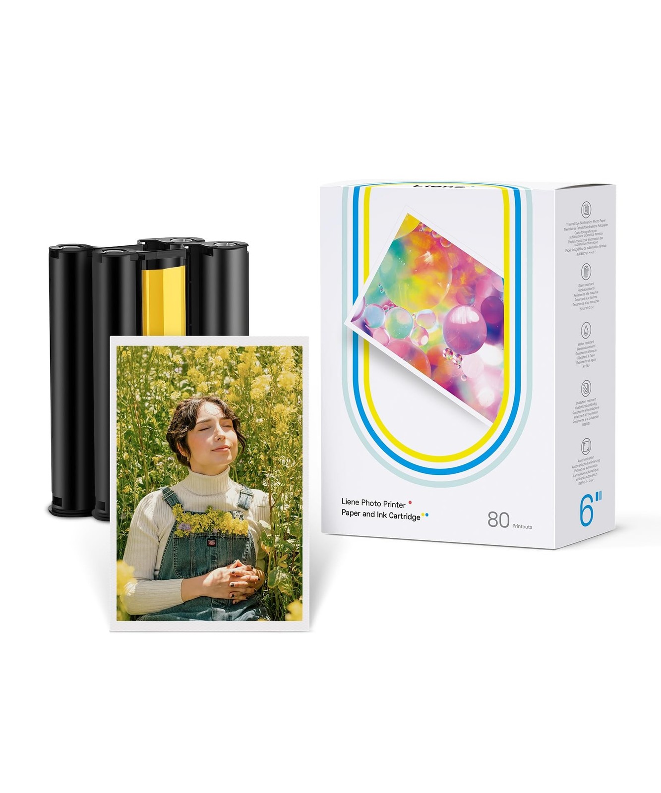 Liene Amber M100/M200 4x6" Photo Printer 80 Sheets Photo Paper & 2 Ink Cartri...