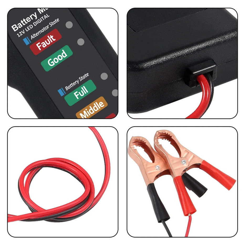 12V Car Battery Tester Alternator Checker LED Charging System Analyzer