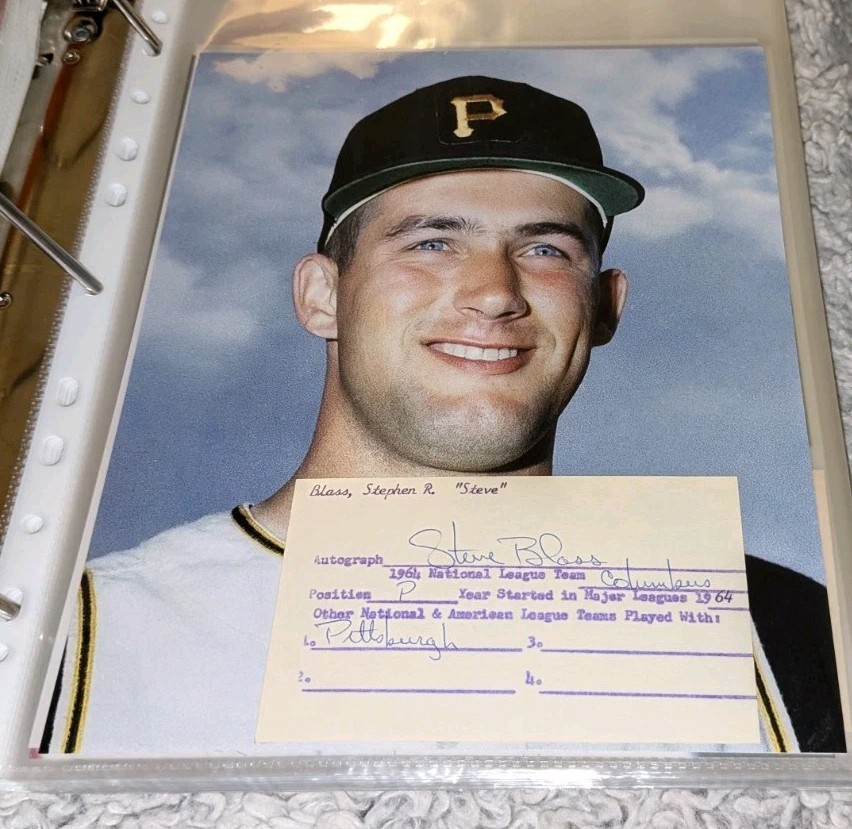 Steve Blass Pittsburgh Pirates Signed Cut With 8x10 Photo W/Our COA