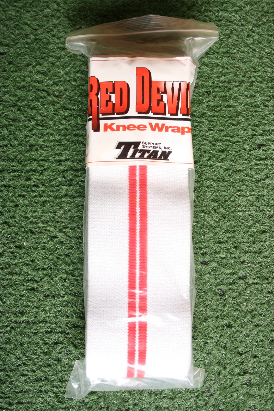 TITAN Red Devil Weightlifting  Knee Wraps White Red Line 1 Pair 76" ≈ 2M Each
