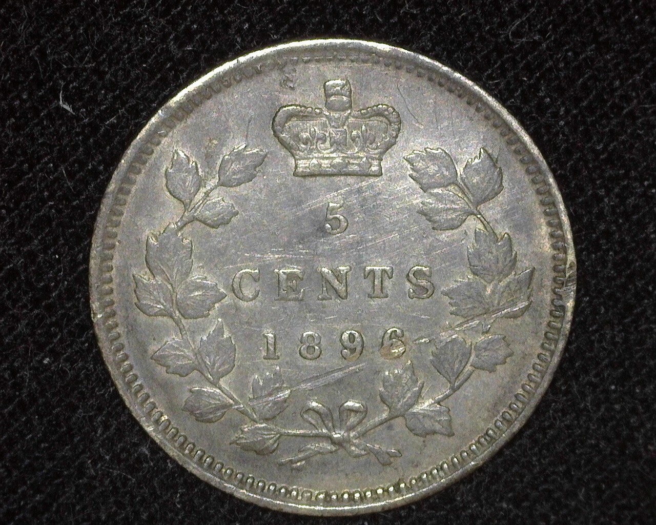 CANADA 1896 5 CENTS KM2 SILVER ABOUT UNCIRCULATED ~A14