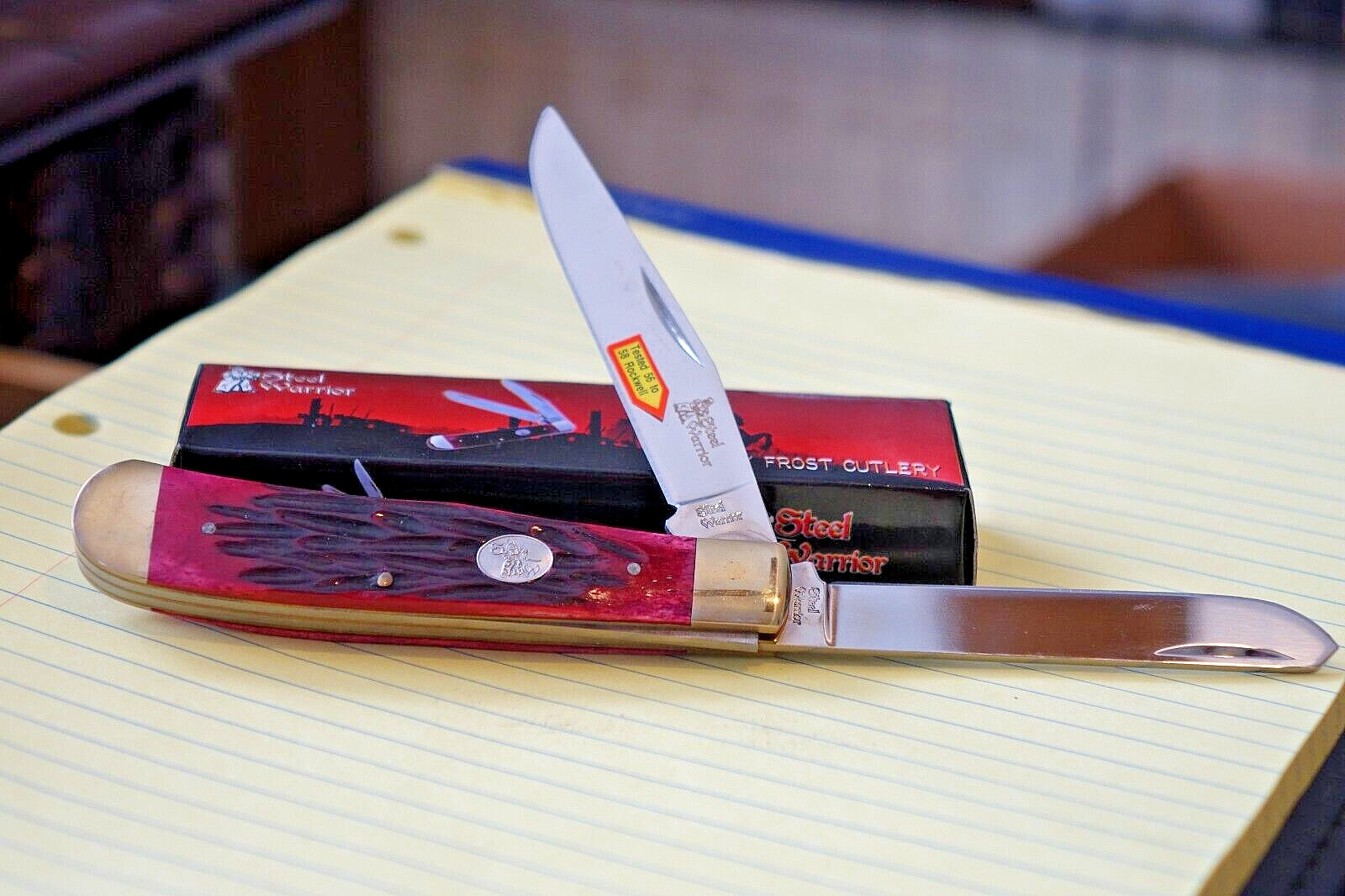 Steel Warrior Trapper Pocket Knife, Red Walnut, 2-Blade -SW-108RWJ