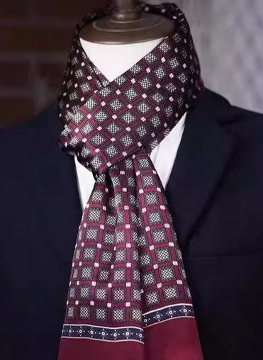 100% Silk men women Scarf neckerchief Wrap long plaids wine red gray MY175-27