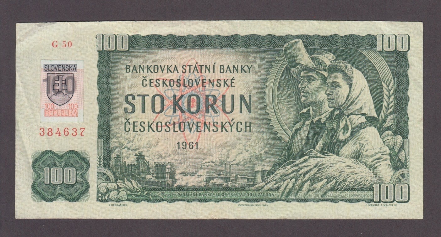 SLOVAKIA P.17-4637  100 KORUN WITH STAP  VF  WE COMBINE. 2512
