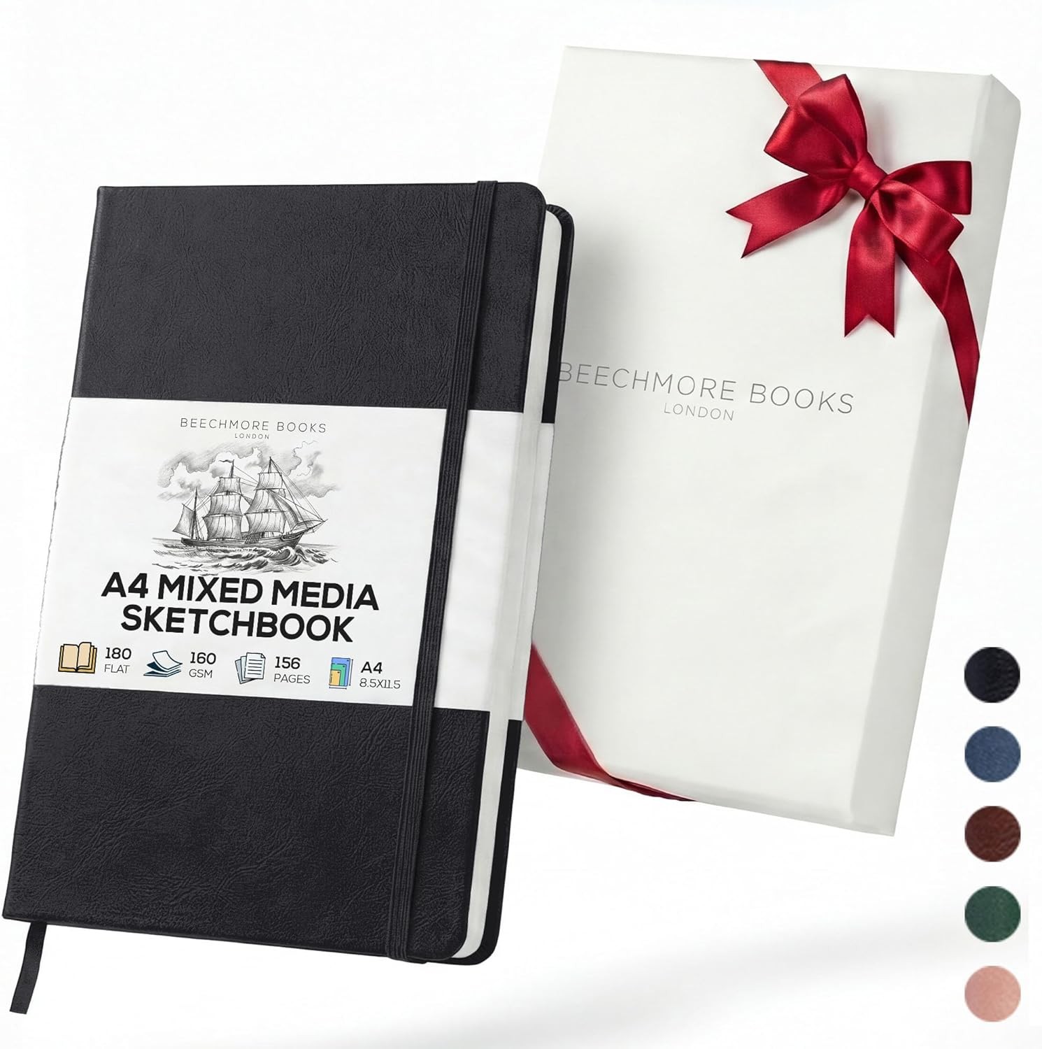 Beechmore Books A4 Sketchbook – 8.5x11 Premium Vegan Leather Bound Large Ske...