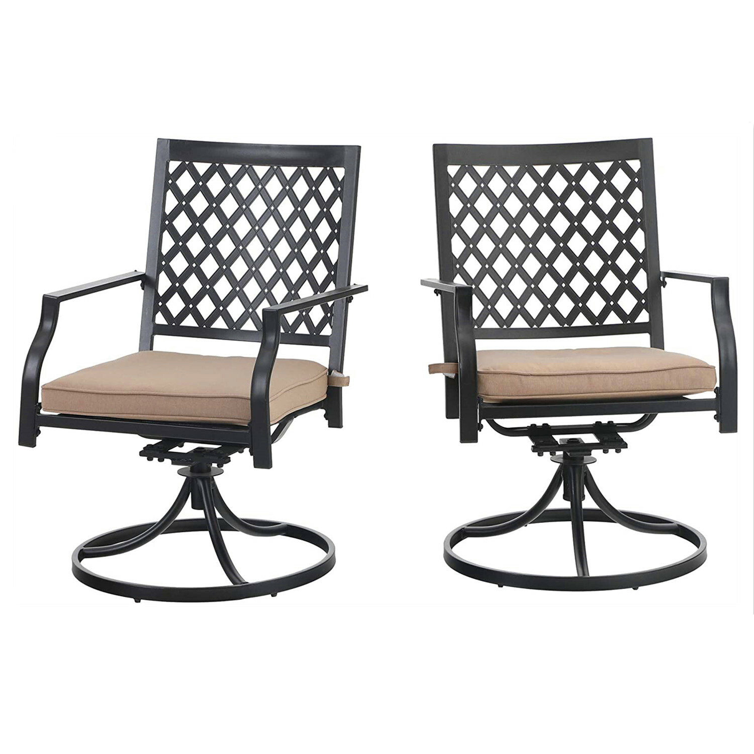 Patio Dining Chair Set of 2 Swivel Outdoor Dining Chairs with Seat Cushion
