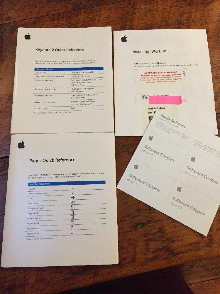 iWork 05 Academic Keynote 2 Pages Software Discs User Guides Macintosh Mac 2005