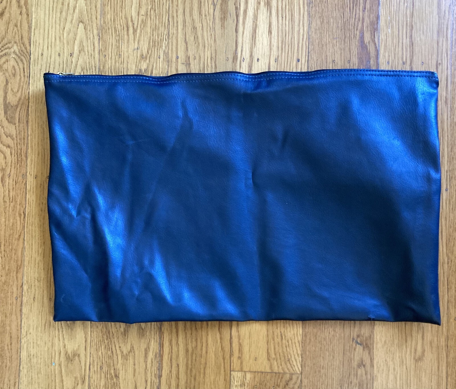 Large Currency Bank Deposit Bag Vinyl Zipper Bag 21.5 in x 14 in Navy Blue