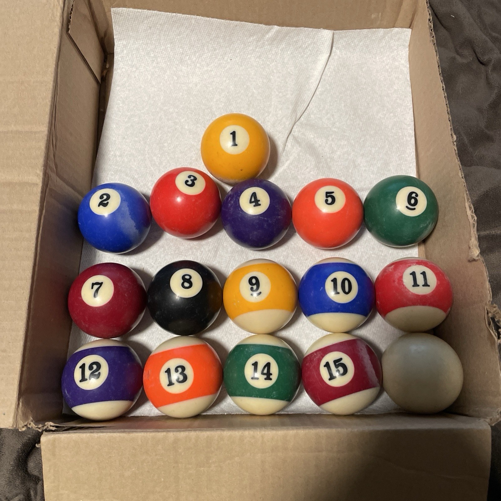 Vintage Plastic Pool Balls In Box Set Of 15 With Cue Ball