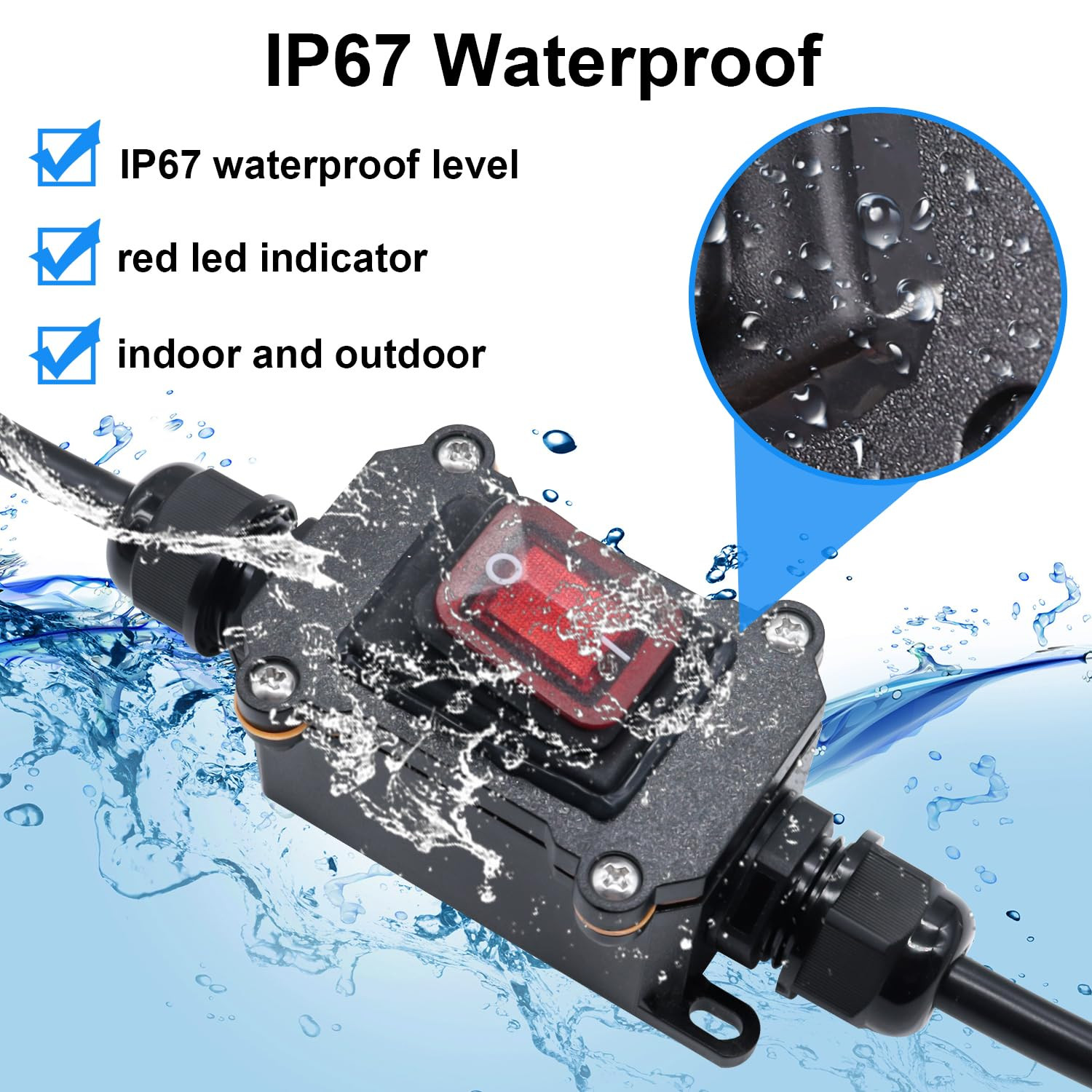 IP67 Waterproof Inline Switch 12V DC 20A 4Pin 2 Position On/Off Toggle Switch
