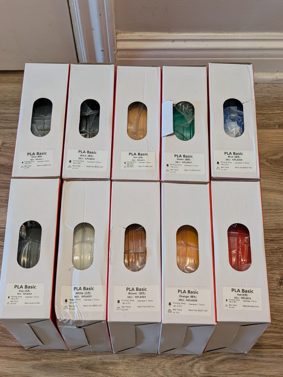 Kingroon 3D Printer Filament, PLA Basic, Variety Pack, 1.75mm, 10 Pack 1kg Rolls
