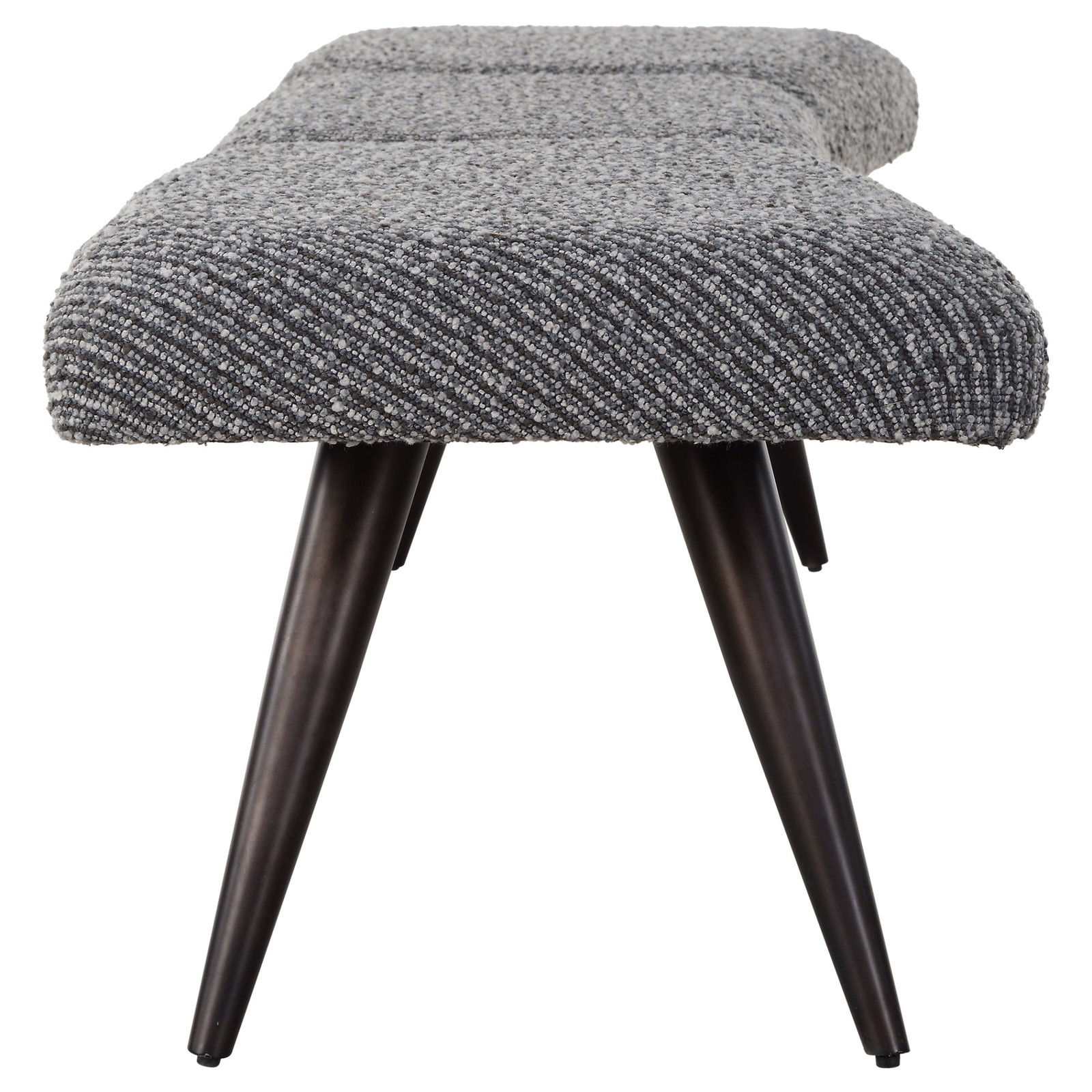 Uttermost 23849 Bowtie 73"W Metal Framed Polyester Bench - Charcoal
