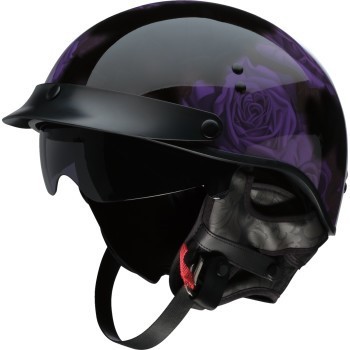 Z1R Vagrant NC Half Helmet DOT Approved - Rose Black/Purple - Adult Size Medium