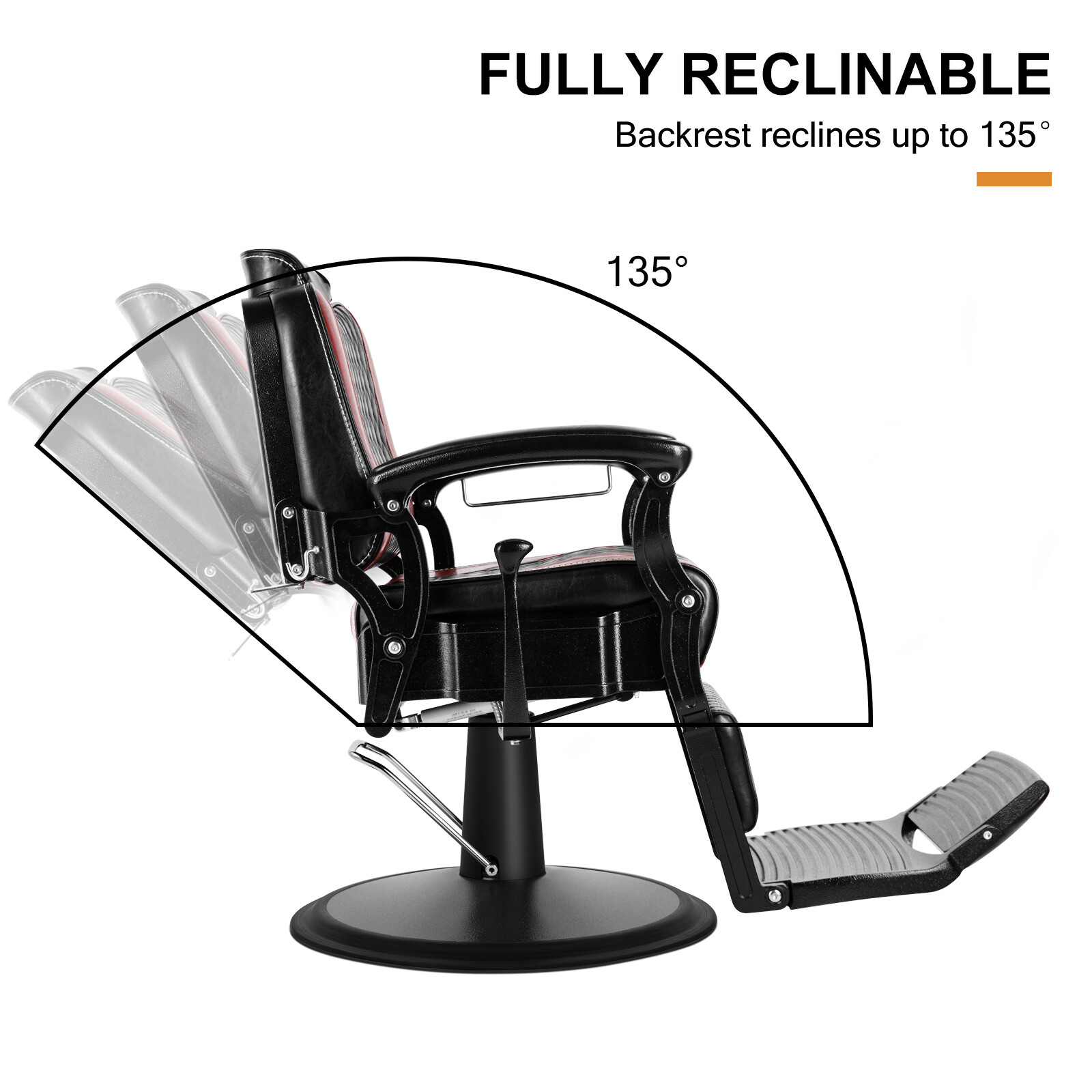 Black+Red Vintage Recline All Purpose Hydraulic Barber Chair Salon BeautyStyling