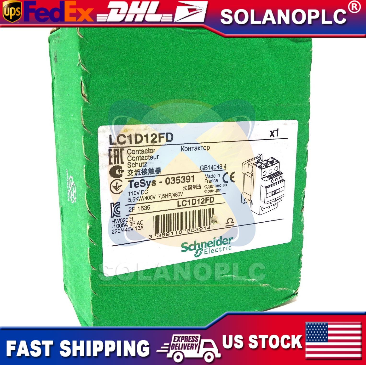 NEW Contactor LC1D12FD Schneider 5.5kW 110VDC 035391 LC1-D12FD US Free TAX